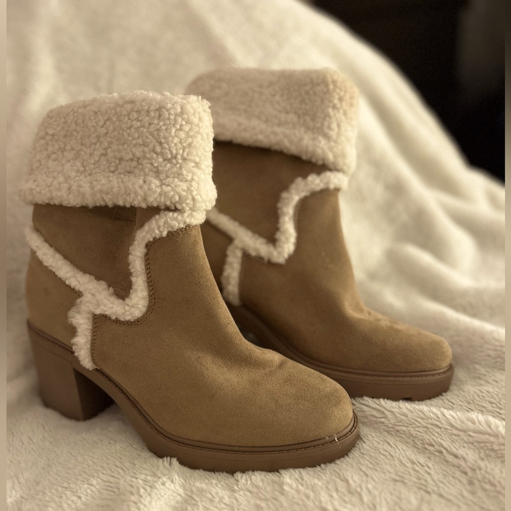 justfab ellie trim high heel boots